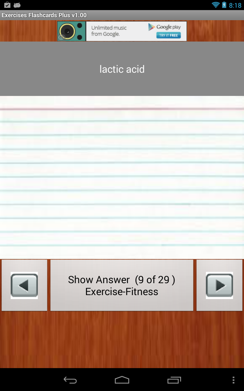 Exercise Flashcards Plus - App on Amazon Appstore