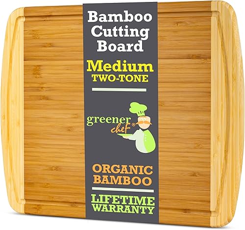 Greener Chef Tabla de cortar de bambú, tablas de cortar de repuesto de por vida para cocina, bloque de carnicero de madera orgánica y tabla de