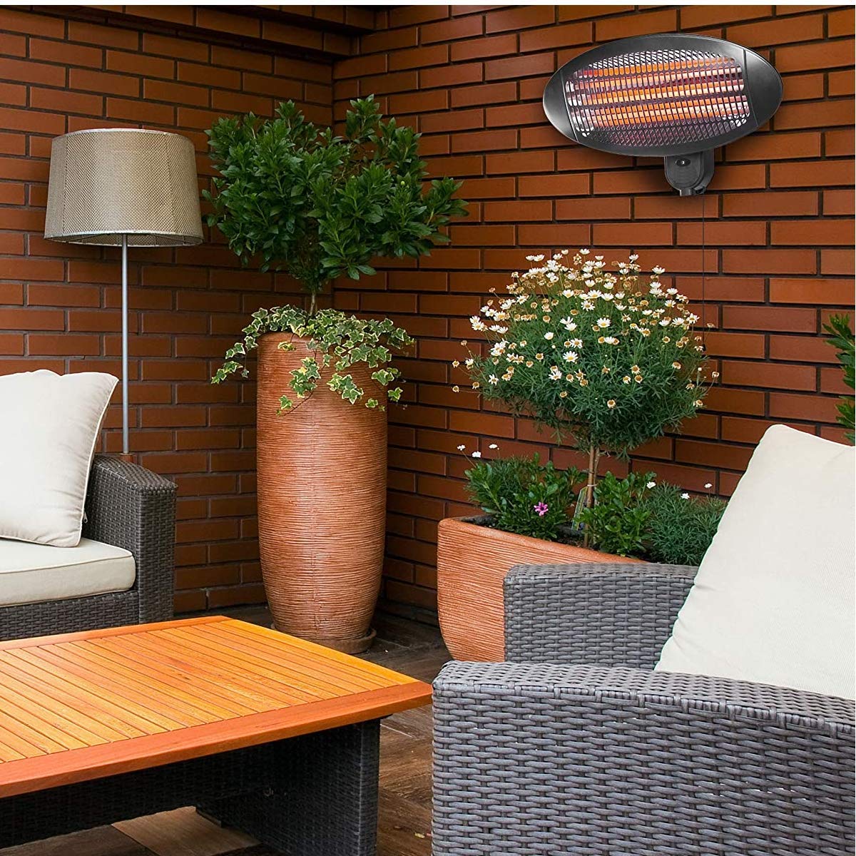 HOME It Stufa da Esterno a Infrarossi da Parete 2000W IP34 Riscaldatore al Quarzo