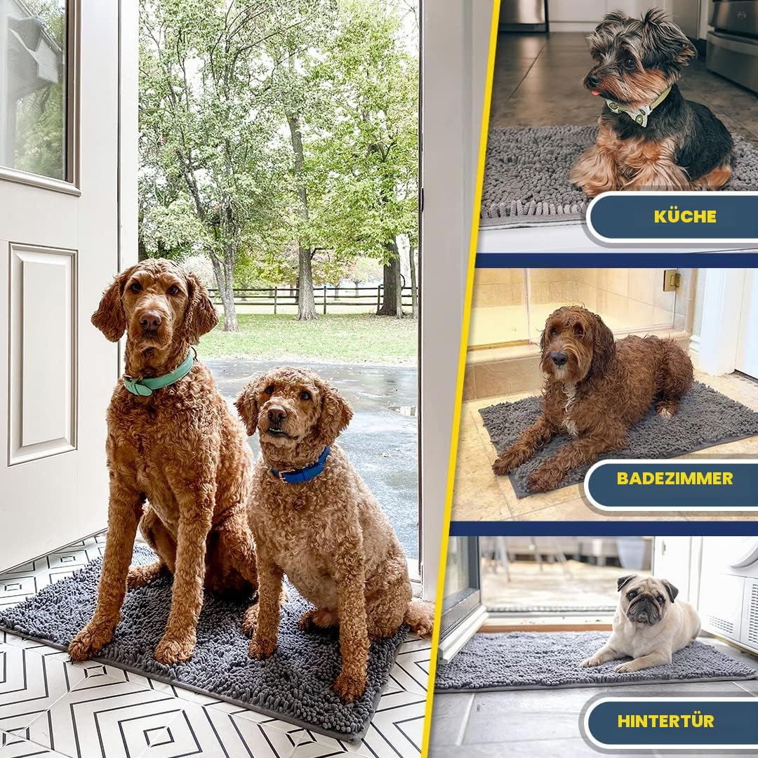 Muddy Mat® Shown On TV sehr saugfähige Mikrofaser-Fußmatte und Haustierteppich, rutschfest, dick, waschbar, für Küche, Badezimmer, Schlafzimmer, drinnen und draußen, Grau, Größe M, 76,2 x 48,3 cm