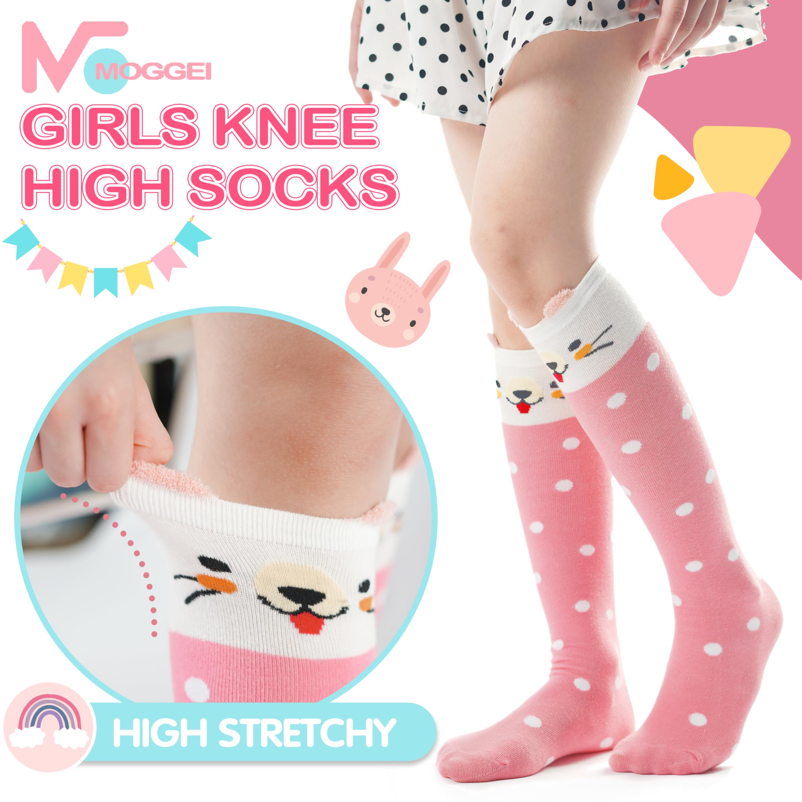 MOGGEI 6 pares de calcetines altos hasta la rodilla para niños y niñas, regalo largos, locos, tontos, divertidos calcetines divertidos para niños