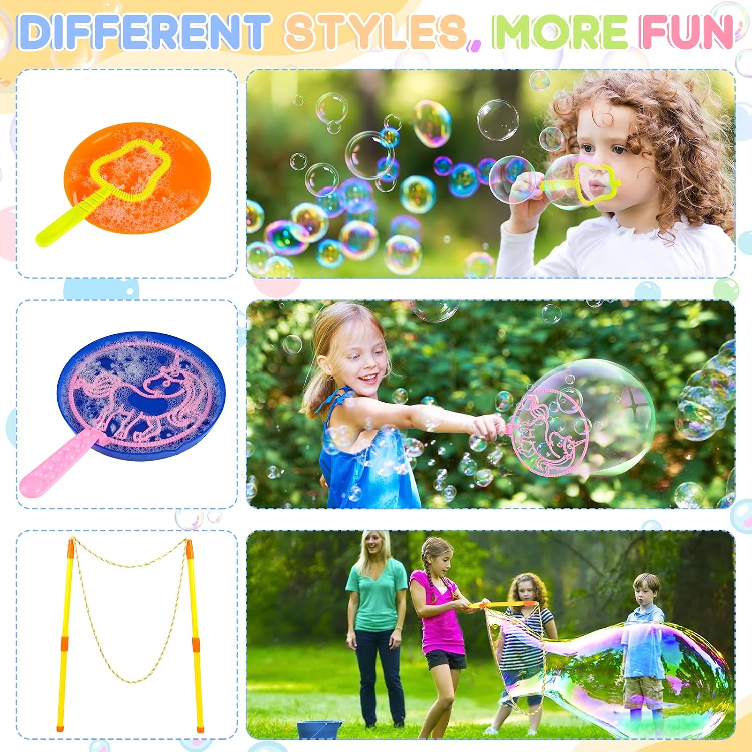 REZUCREY 27 Pcs Big Bubble Wands Toys Set, Giant Bubble Wands with Tray for Kids Summer Outdoor Toys Bubbles Party Favors Bubbles Maker Bulk for Kids Toddlers Boys Girls Age 3 4 5 6 7 8+