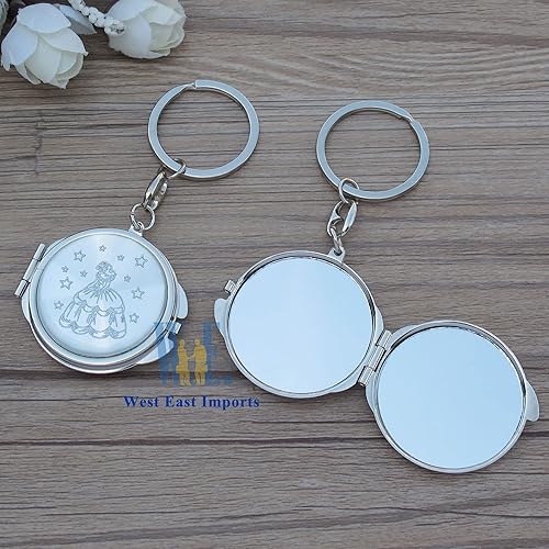 Miniatura 2 de Recuerdos de fiesta de quinceañera (12 piezas) mini llavero compacto espejo Recuerdos de Sweet 15 princesa 18 cumpleaños regalo para invitados con