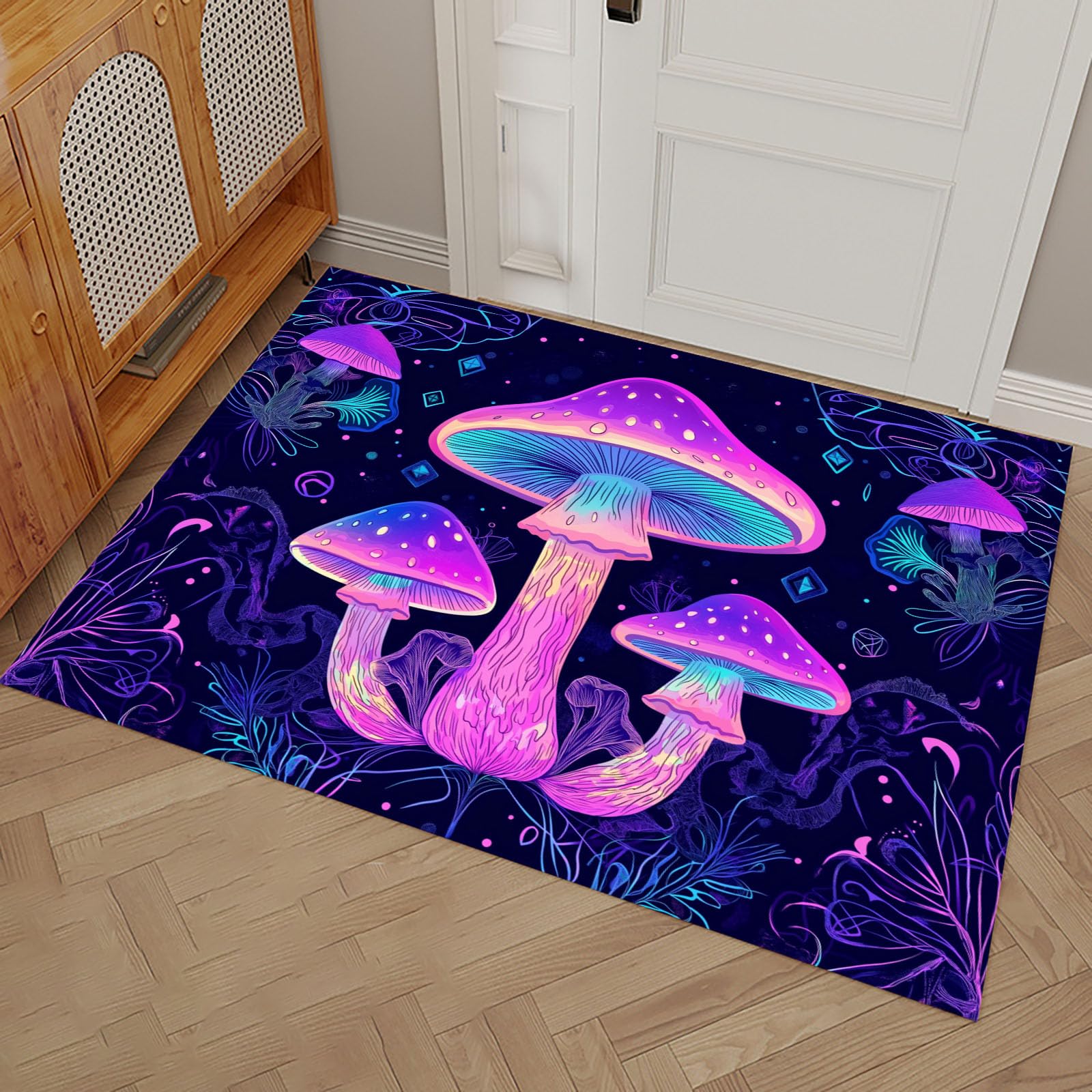 Tapis de sol néon champignon paillasson super absorbant et lavable