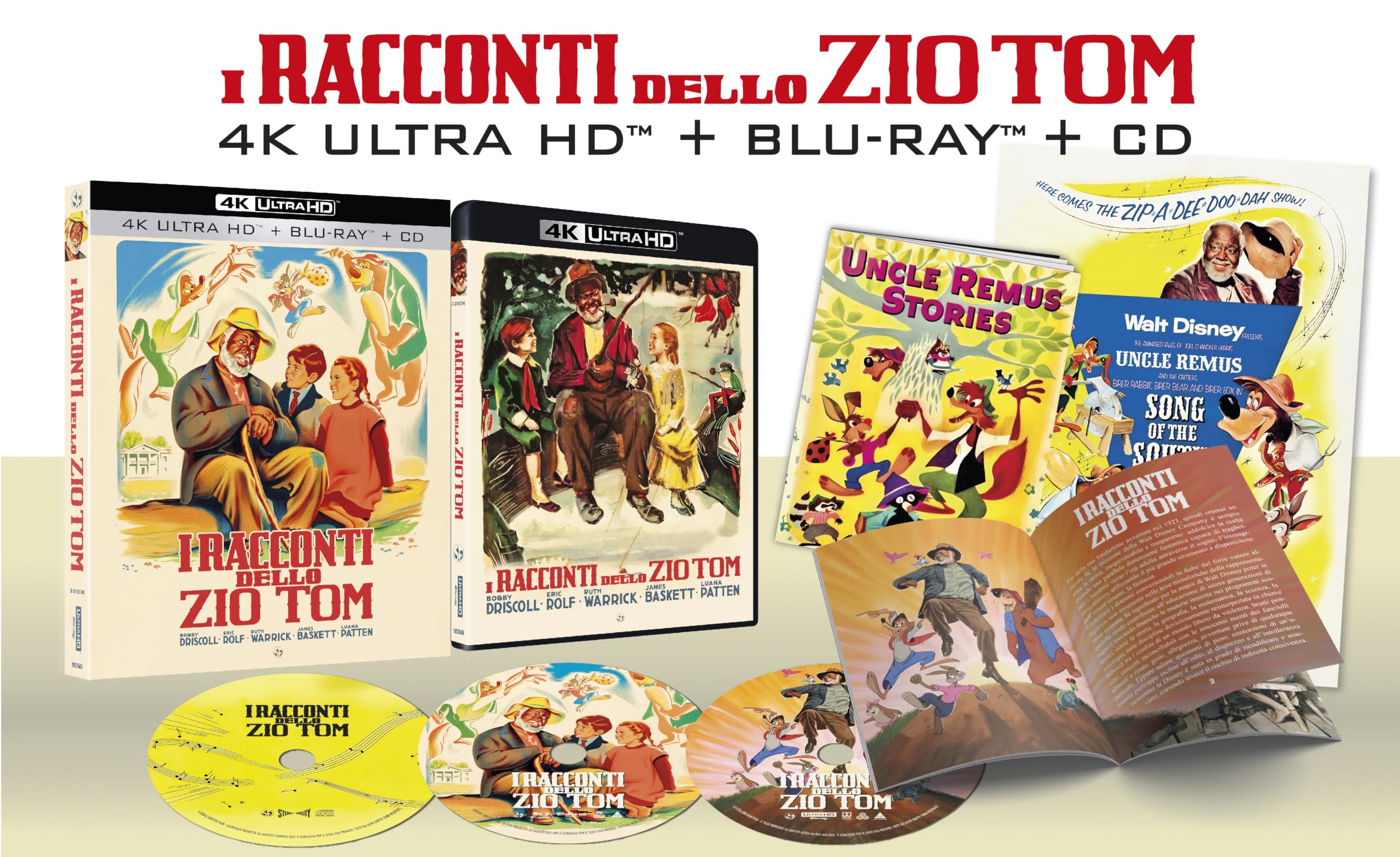 I Racconti Dello Zio Tom 4K UHd + Blu-Ray + Cd - 3 Dischi