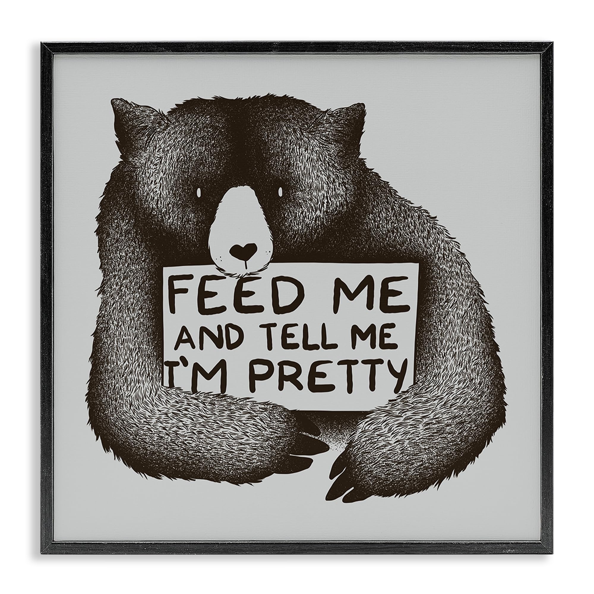 Stupell Industries Midnight Black (Textured) Funny Bear Quote Animal, 17 X 17 Inch Framed Giclée Print
