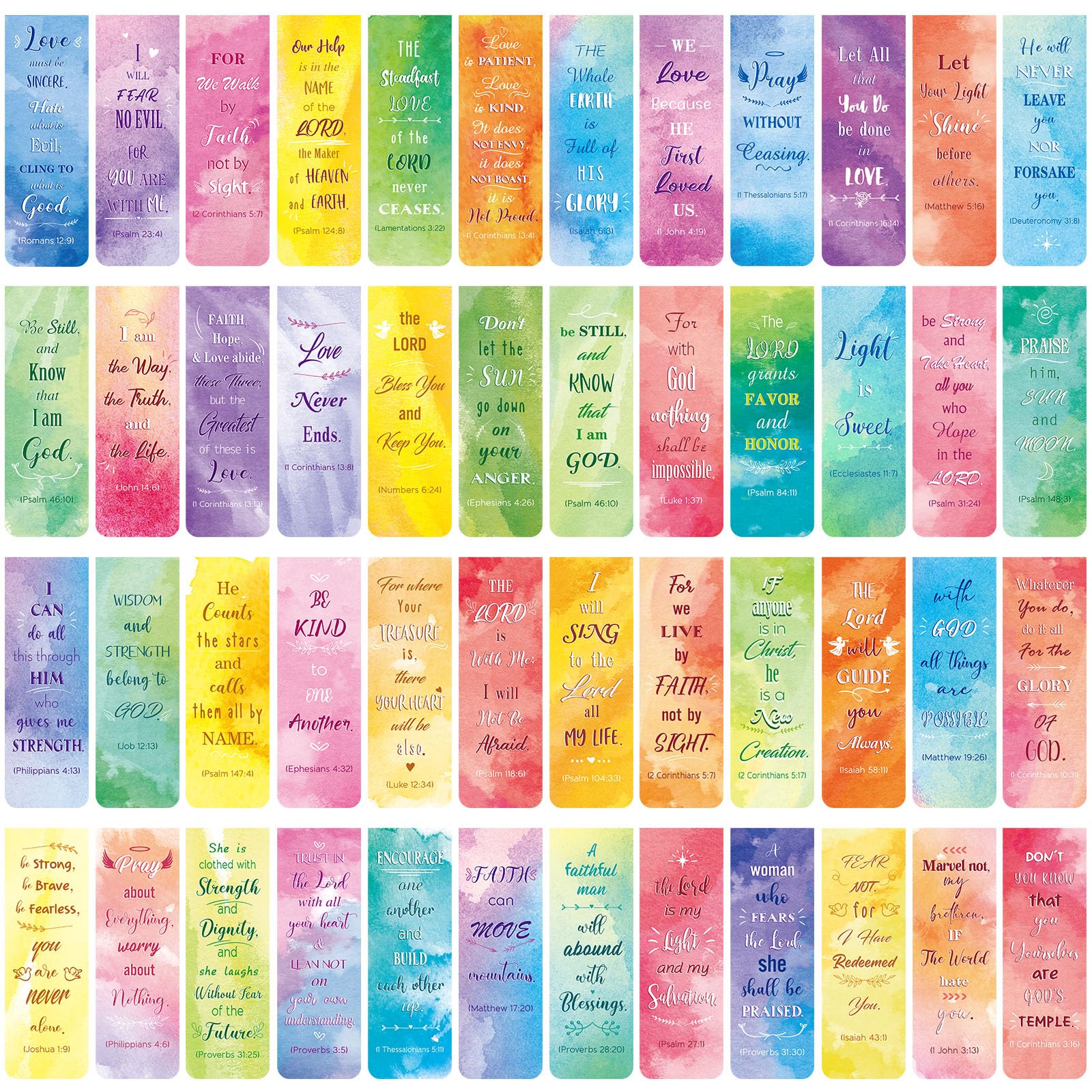 Zonon 48 Pcs Bible Verse Magnetic Bookmarks, Inspirational Scripture Christian Book Markers Religious Motivational Encouragement Flower Page Clips Presents for School Supplies(Watercolor Style)