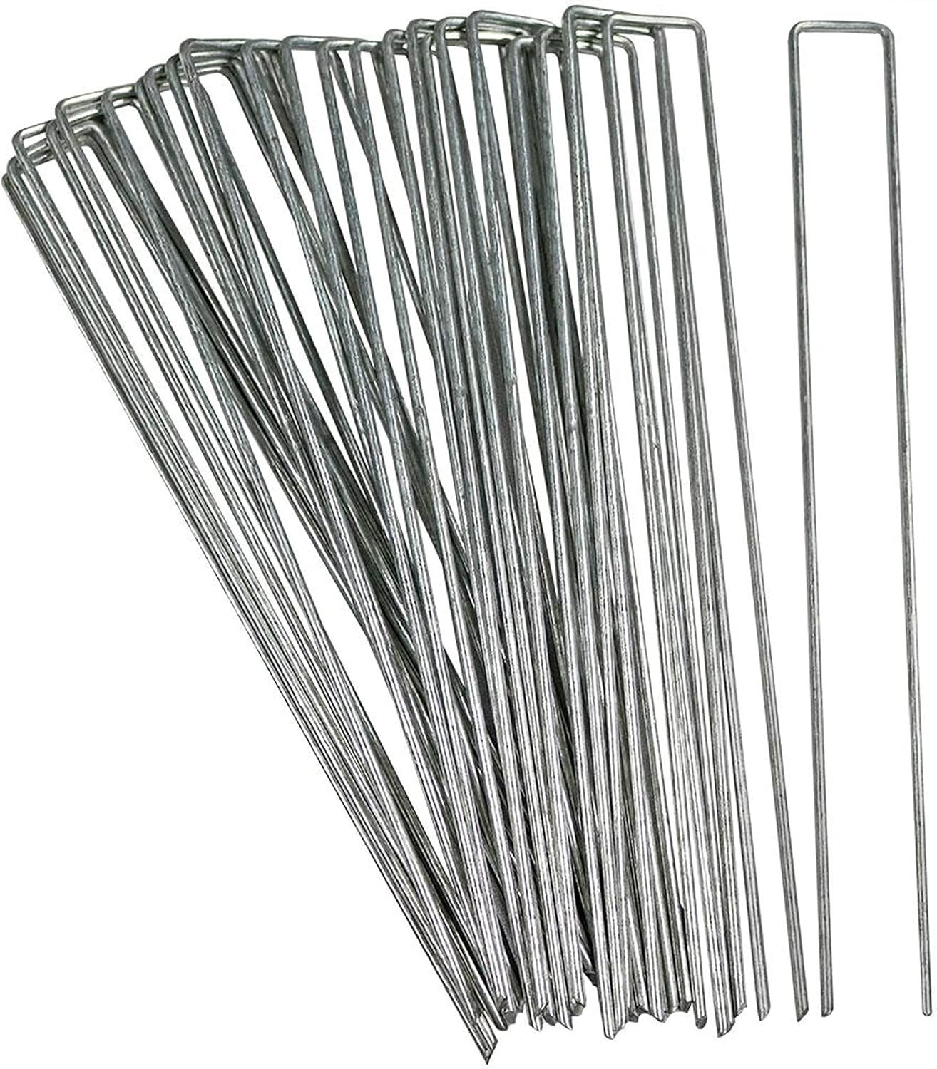 12" Galvanized Steel U-Shaped Garden Landscape Staples - 25 Pack