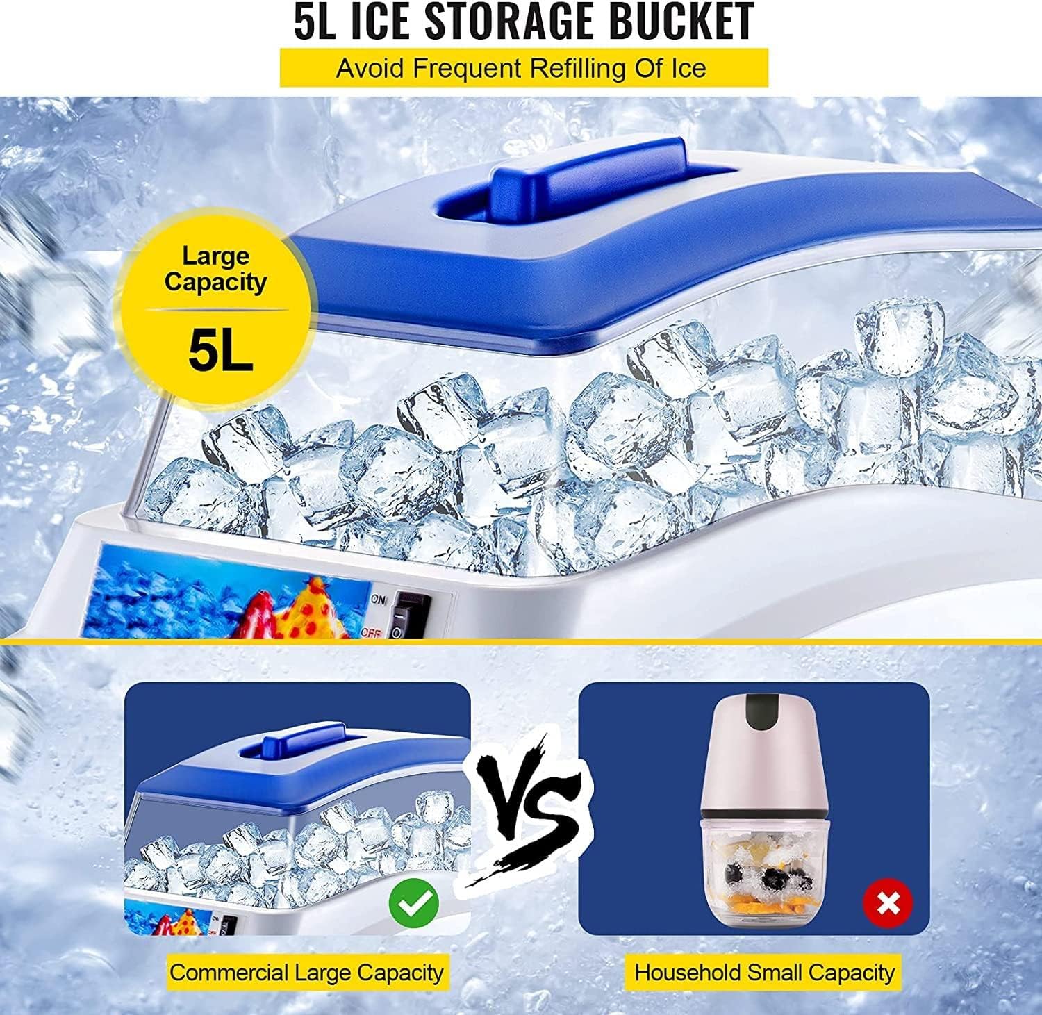 Commercial Ice Shaver Snow Cone Maker Ice Shaving Machine Tabletop Shaved Ice Crusher, 250W Cold Drink Shop Food Grade Material