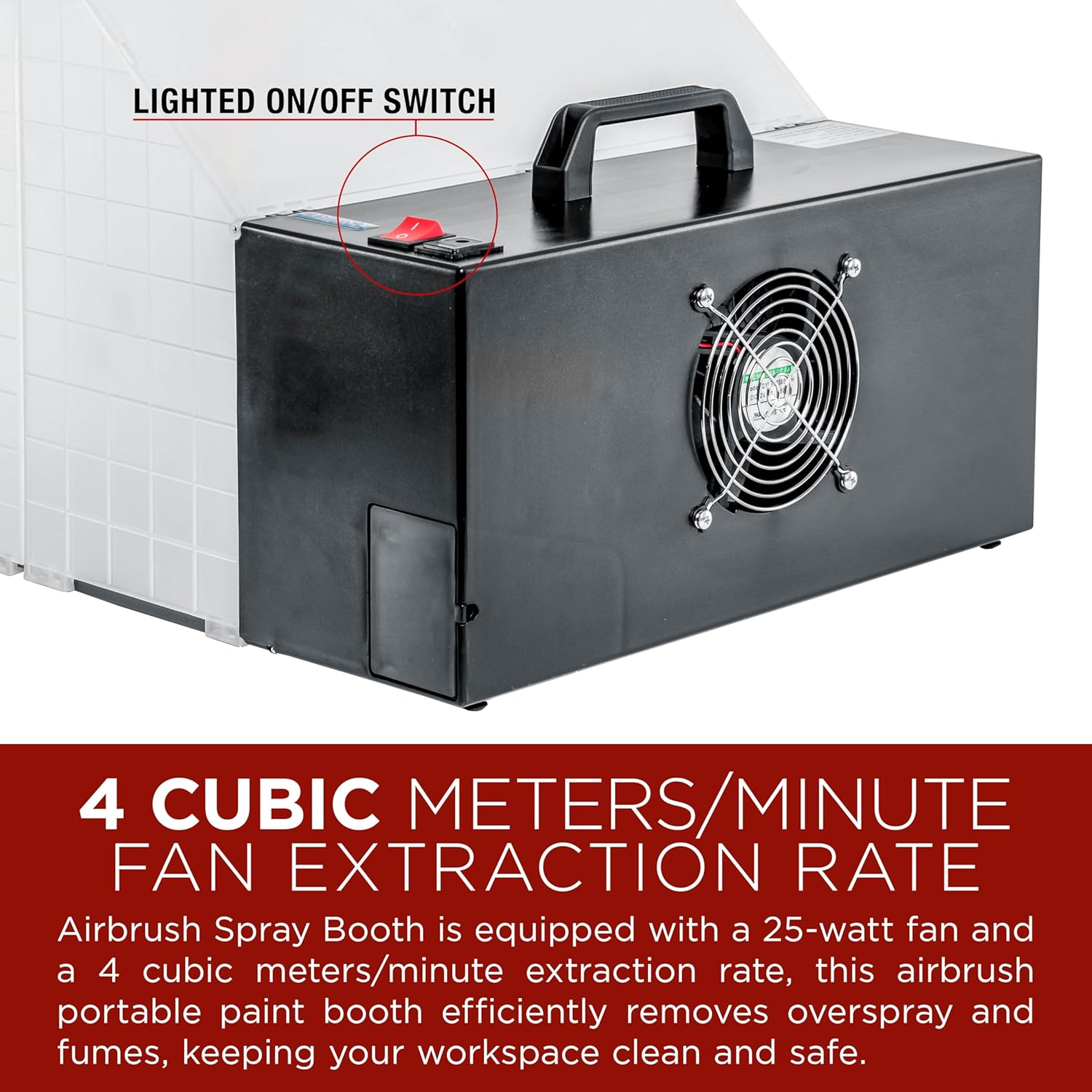 Master Airbrush Portable Airbrush Spray Booth Kit with 25W Fan, Turntable & Extension Hose, 16.5"x19"x13.5" Hobby Airbrush Booth for Painting, Models, Arts, Crafts, Cakes