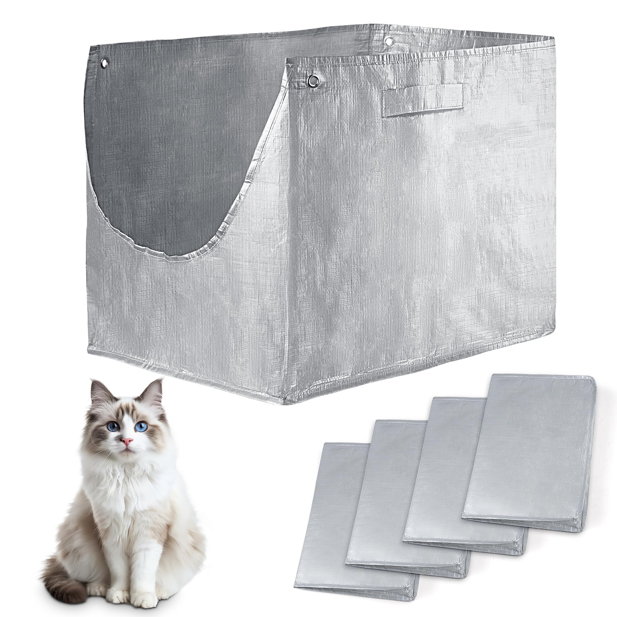 4 Pack Reusable Liners D Compatible with Modkat XL Litter Box, Durable Front Entry Cat Liners Type D for Cat Box, Waterproof and Scratch-Resistant Box Liners