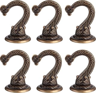6 Pieces Swag Ceiling Hooks Heavy Duty Swag Hook Hanging Plants Chandeliers Wind Chimes Ornament Hooks for Home Office Kitchen (Bronze,Large)