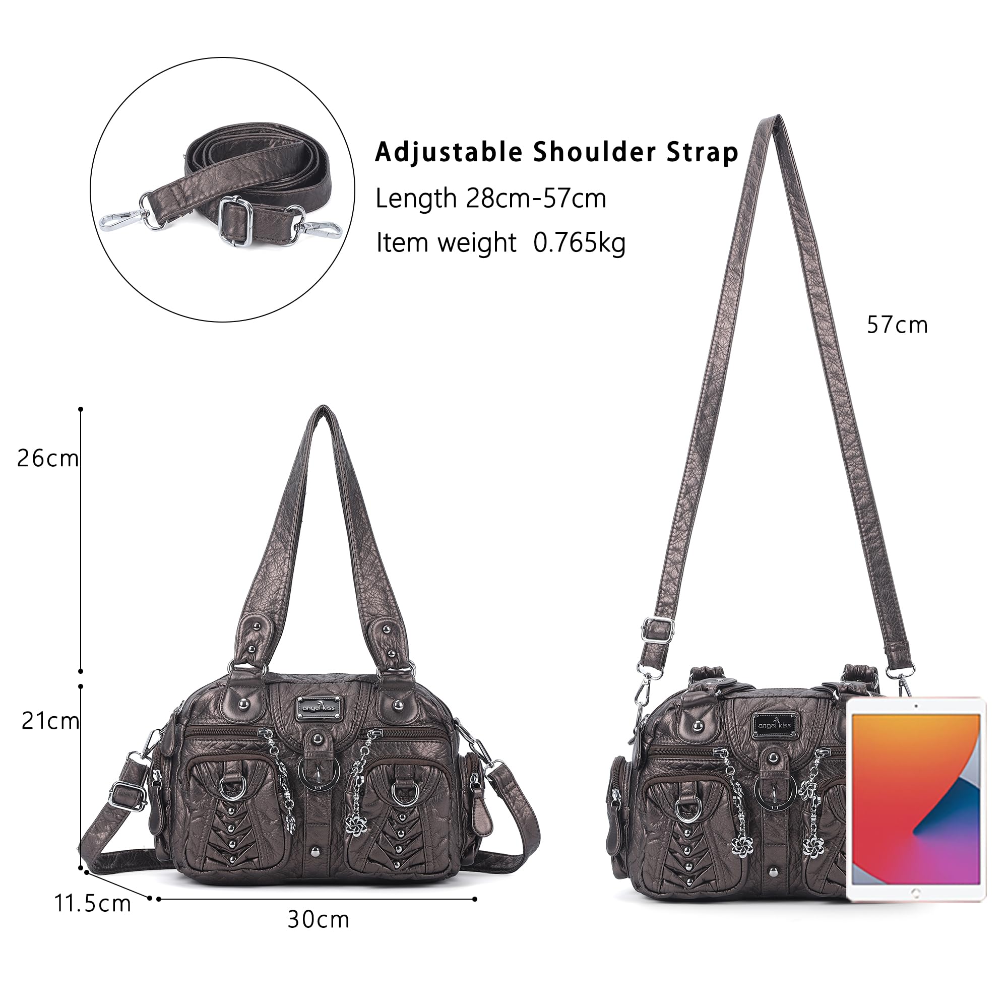 Angel Kiss Borsa Donna Tracolla Pelle PU Borsa a Mano Tote Bag Media Elegante Impermeabile Grande Capacità Molte Tasche Scomparti, per Lavoro, Scuola, Shopper, Università e Viaggio