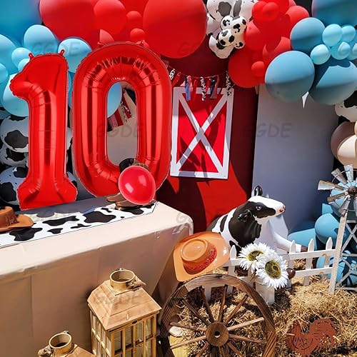 Miniatura 6 de Globos digitales de helio de 40 pulgadas con 9 números rojos, suministros de decoración de fiesta de cumpleaños de 9 años
