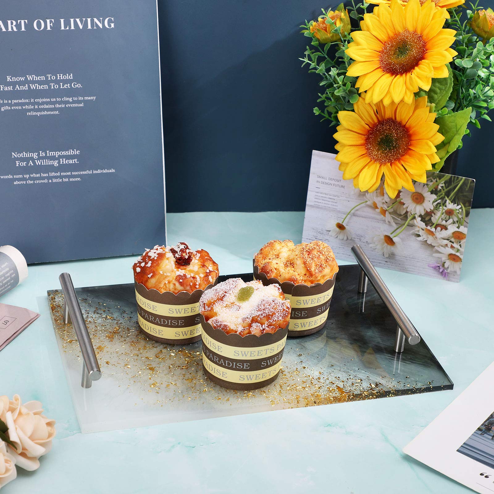 Gold Resin Tray Handles - 6PCS 100mm T-Shape Metal Handles With Screws