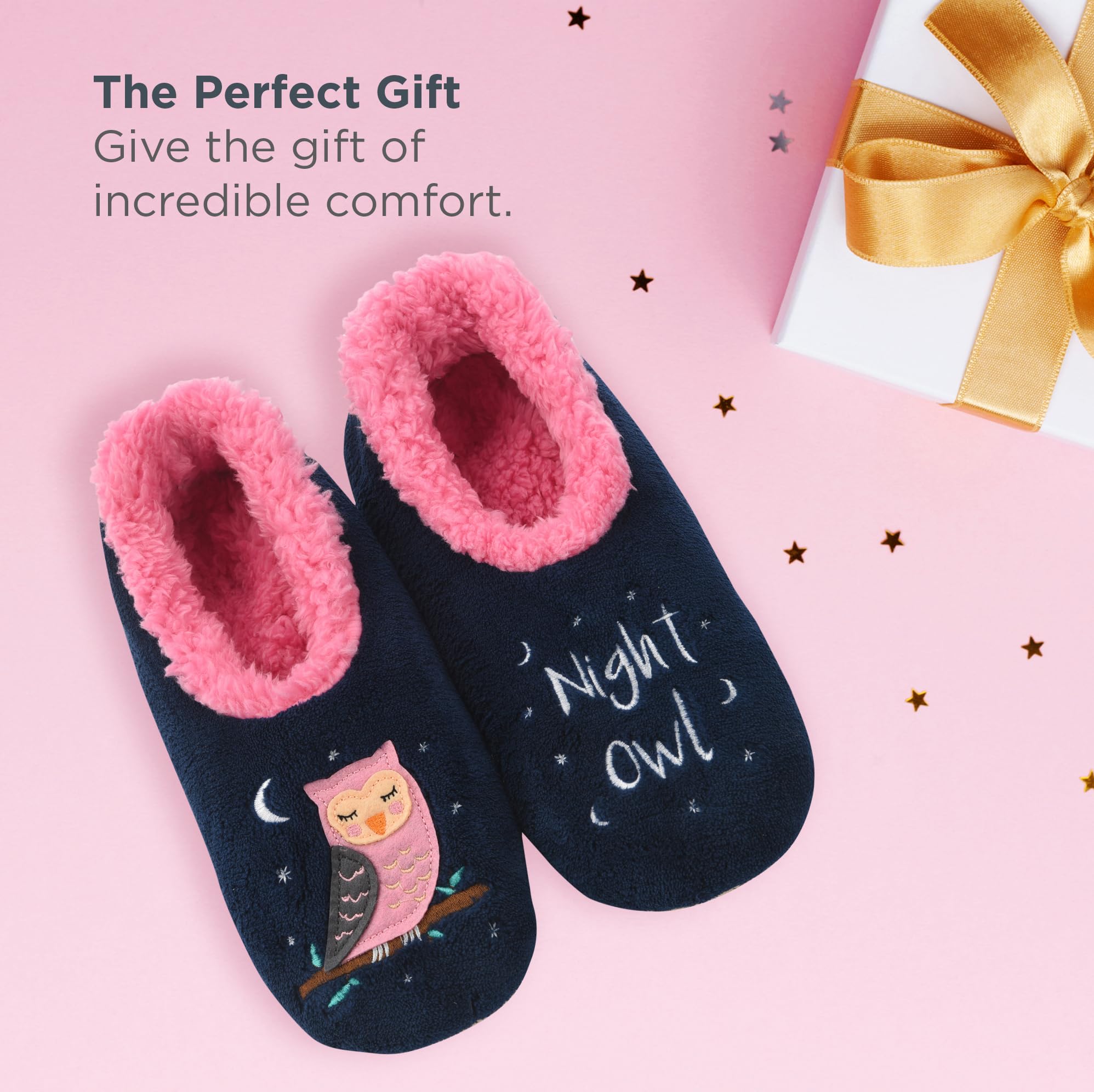 Snoozies Animal Slipper Socks for Women, Funny Animal and Fuzzy Slippers Soft Non-Slip with Sherpa Lining, Cute Slippers|NOWL-M