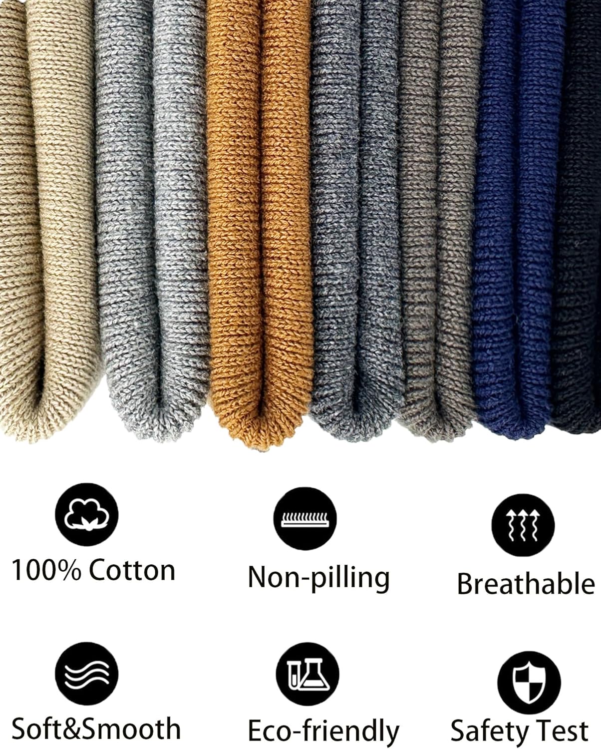 100% Cotton Beanie Lengthen Cuffed Beanies Knit Winter Hats for Men Women Soft Warm Ski Hat Unisex Knitted Skull Cap - Image 7