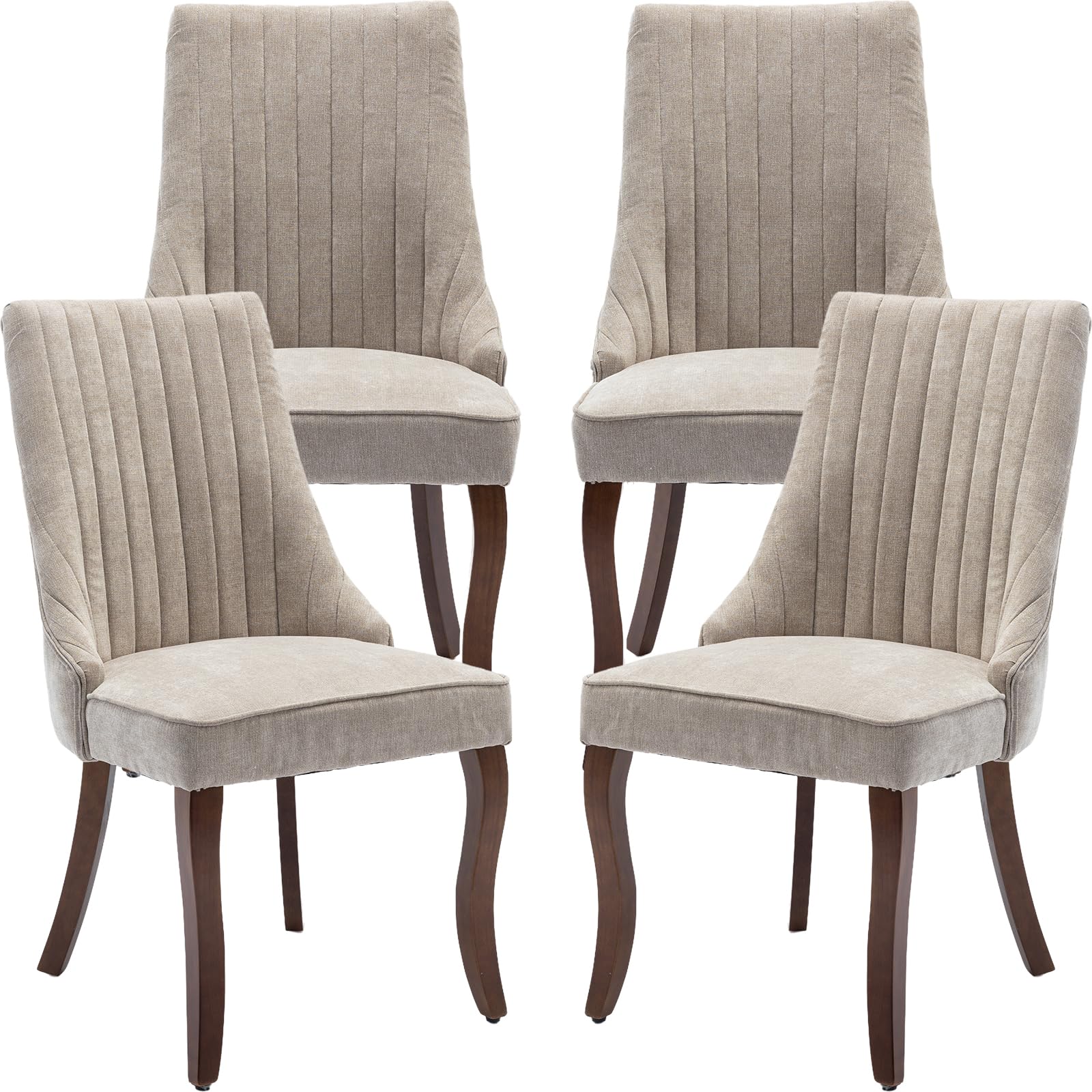 ODUSE-DAILY Beige Mid Century Dining Chairs Set of 4, Modern Kitchen & Dining Room Chairs Set of 4, Fabric Upholstered Kitchen Chairs, Sillas de