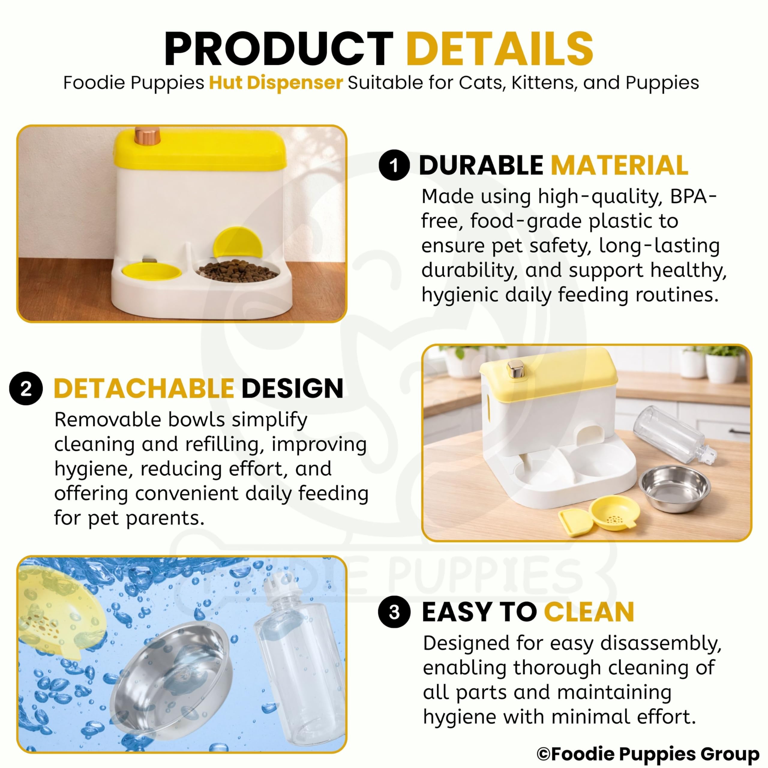 Foodie Puppies Automatic Pet Food & Water Dispenser Set – Hut Design Dual Bowl Feeder | Mess-Free, Anti-Slip Base, Hygienic, Easy Refill Indoor Feeding Station for Daily Use for Dogs & Cats 1