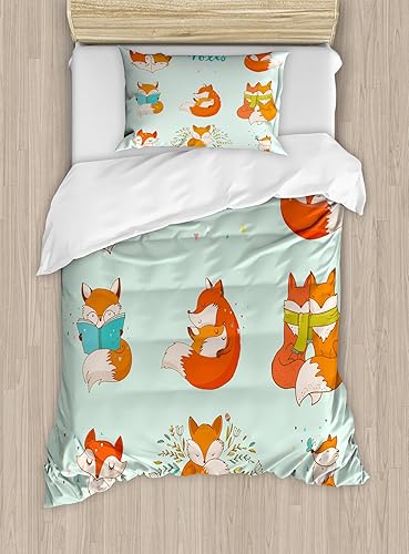 Miniatura 17 de Ambesonne Juego de funda de edredón de pesca, lubina de boca grande atrapando un bocado en espray de agua, imagen salvaje, juego de cama decorativo