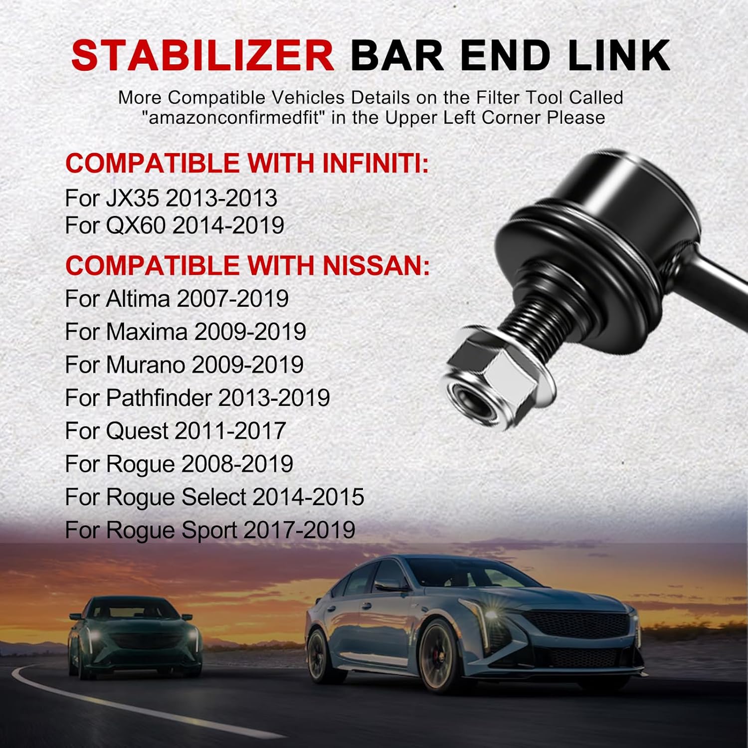 2Pcs K750094 K750095 Front Sway Bar Link Kit Compatible with Nissan Altima 2007-2019, for Maxima 2009-2019, Suspension Stabilizer Bar End Links for Rogue 2008-2019, for Infiniti QX60 2014-2019