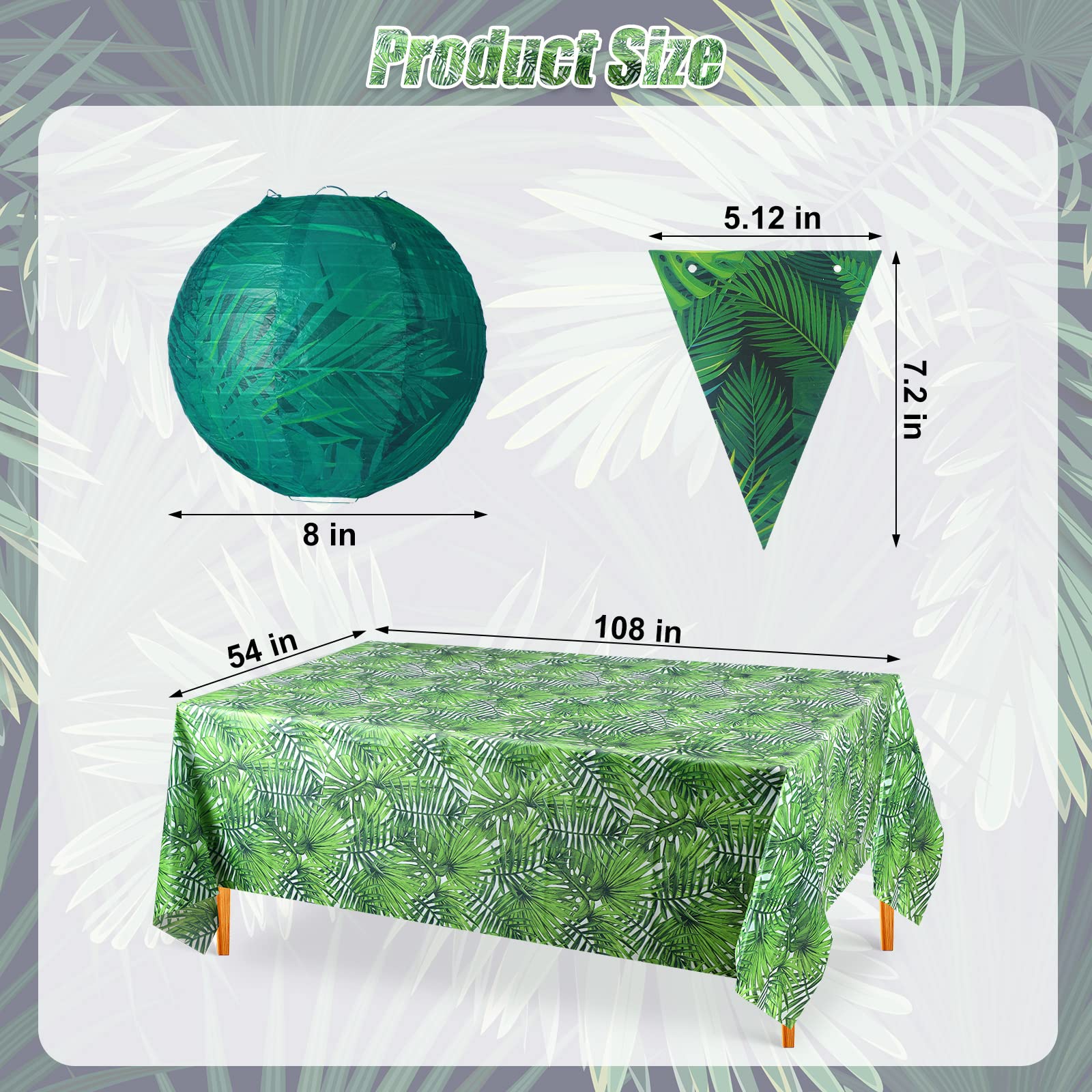 Buryeah 20 Pieces Jungle Theme Party Supplies Safari Birthday Decorations Set, 12 Animal Print Paper Lanterns, 6 Zoo Print Table Cover, 2 Animal Print Pennant Banners for Birthday Party Decor