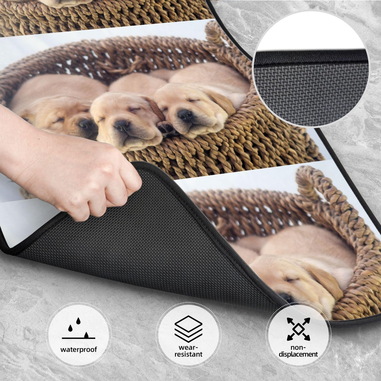 Labradorwelpen, Golden Retriever, 4er-Set Auto-Fußmatten, Neopren-Fußmatten für Fahrzeuge, rutschfeste Auto-Fußmatten, Autozubehör