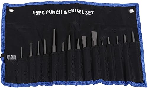 Mechanics Herramienta de perforación de cincel, 16 piezas de marcas de dimensión, punzones mecánicos de acero resistente, juego de cincel, pin