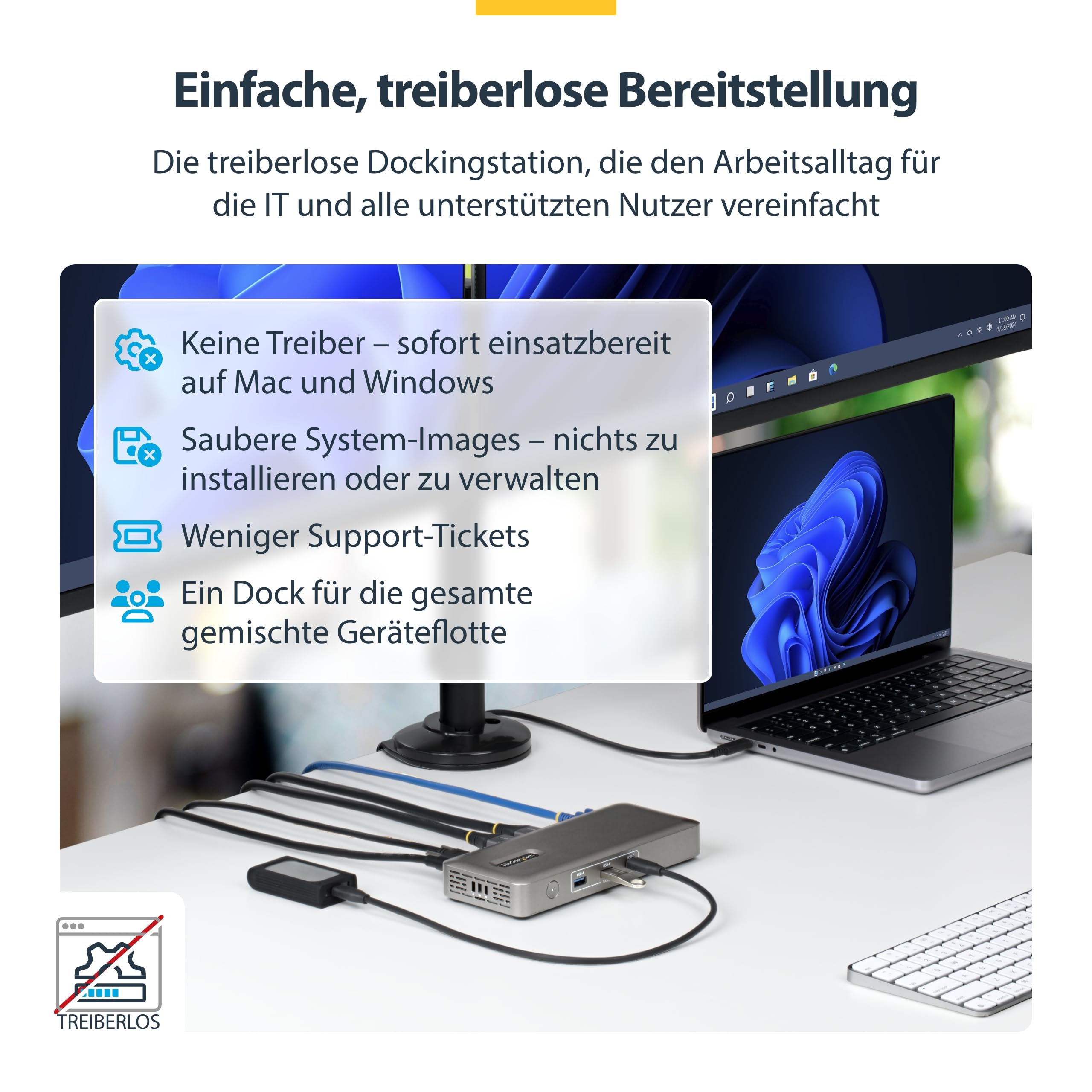 StarTech USB4 Universelle Dockingstation, Dual 4K 144Hz oder 8K 60Hz DP | Mac, Windows, Treiberlos, 2,5GbE, PXE-Boot, Wake-on-LAN, VESA, Thunderbolt 5, Kensington