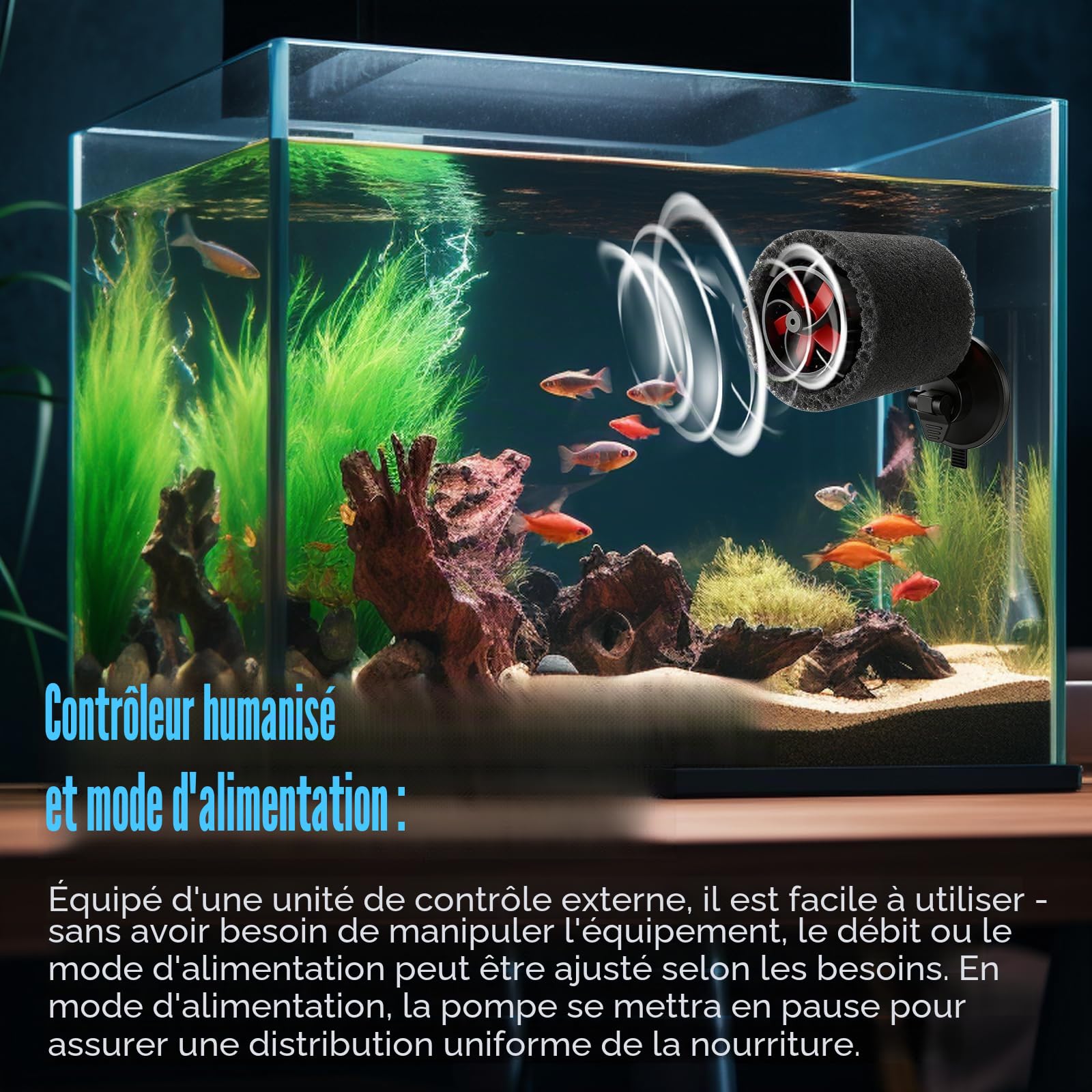 Pompe de Brassage Aquarium, 70x50mm Pompe à Vagues pour Aquarium, Mode Pompe Circulation Aquarium, Silencieuse Wave Maker Aquarium Magnétique 4 Vitesses Débit Réglable pour Aquariums d'Eau Douce Mer