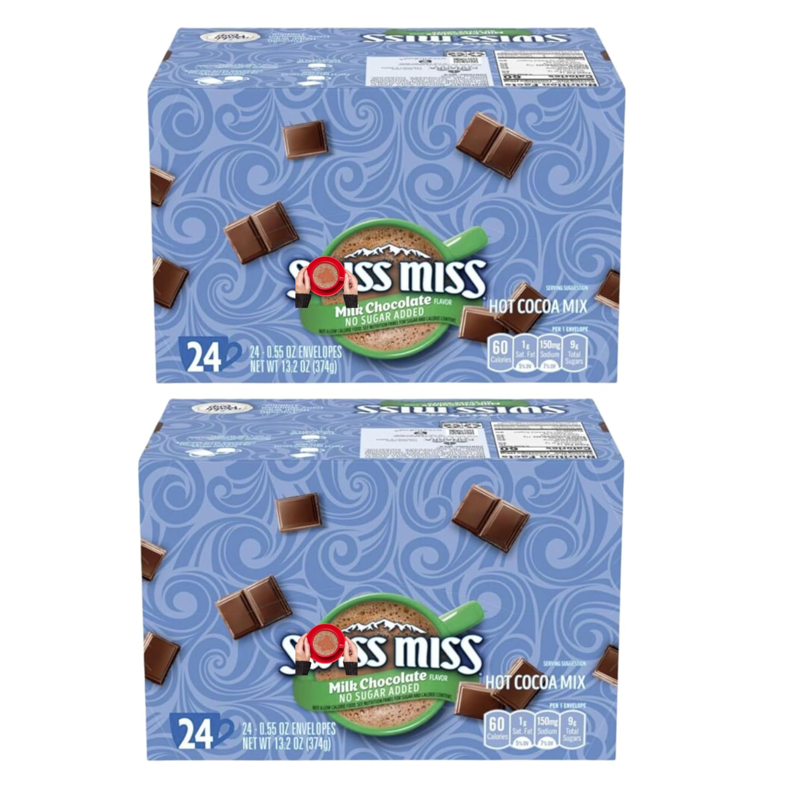 Swis Miss Hot Cocoa Mix - no sugar added -Hot Chocolate Packets (Pack of 2) | Delicious Hot Chocolate, Perfect for Cozy Moments