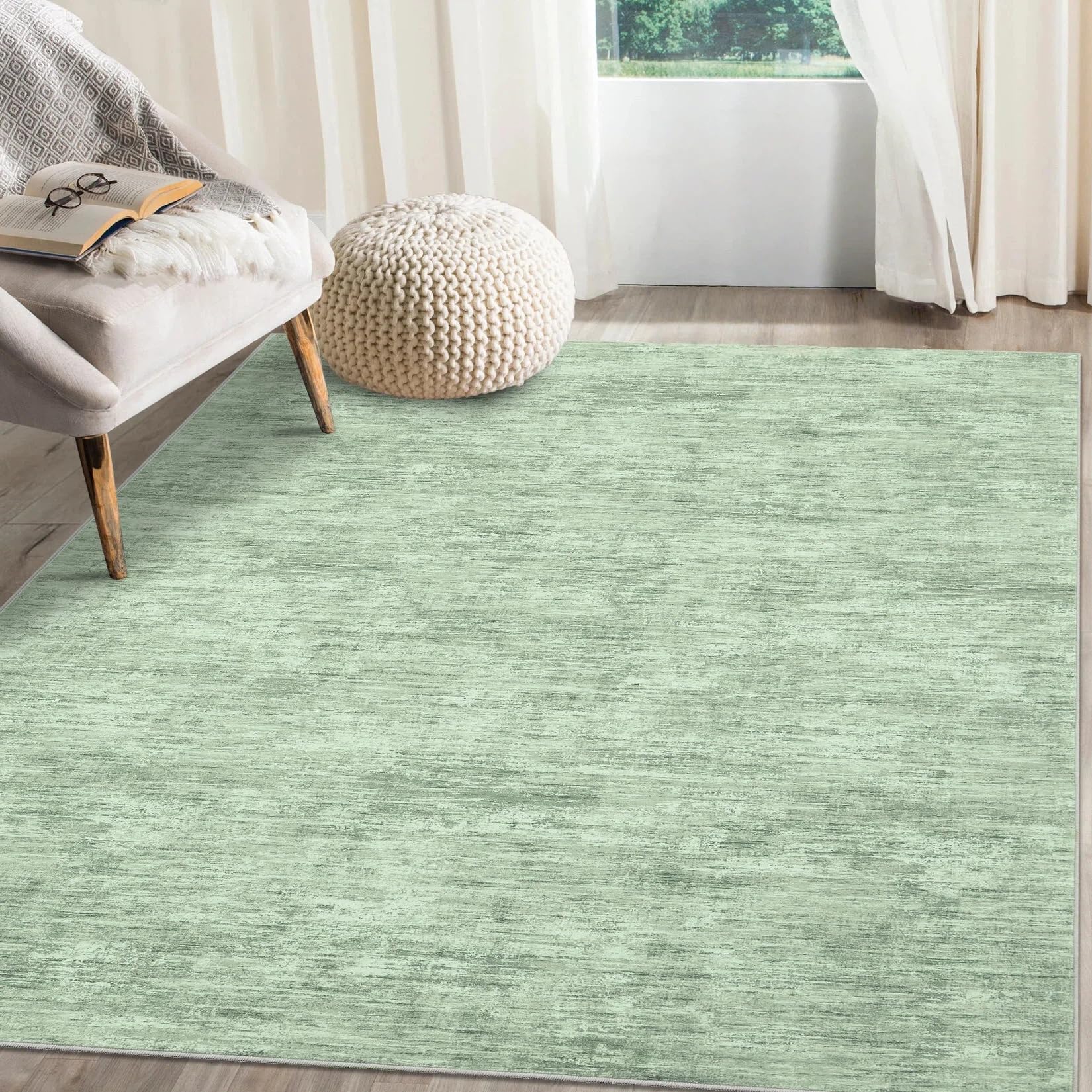 LuxFocus Solid Rug Living Room 120x170 cm Modern Low-Pile Washable Green
