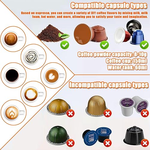 Miniatura 7 de Máquina de café espresso portátil, 3 en 1, autocalentable, portátil, para viajes con batería recargable, mini cafetera eléctrica inalámbrica para