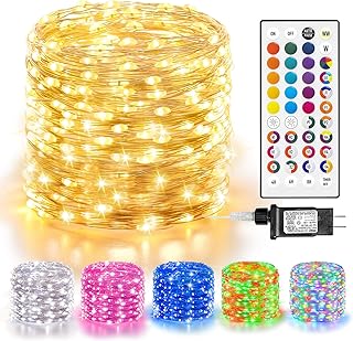 Lithome Led Christmas Fairy Lights Plug In, 200LED 66FT Color Changing F...