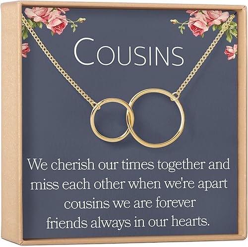 Cousins Necklace - Heartfelt Card & Jewelry Gift for Birthday, Holidays & More