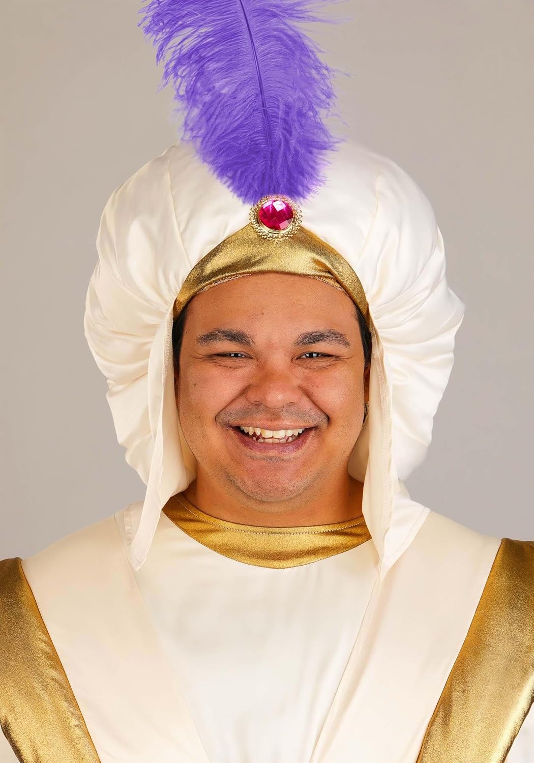 Plus Size Men's Disney Aladdin Prince Ali Costume | Officially Licensed Shirt, Pants with Sash, Cape, Turban, and Shoe Covers
