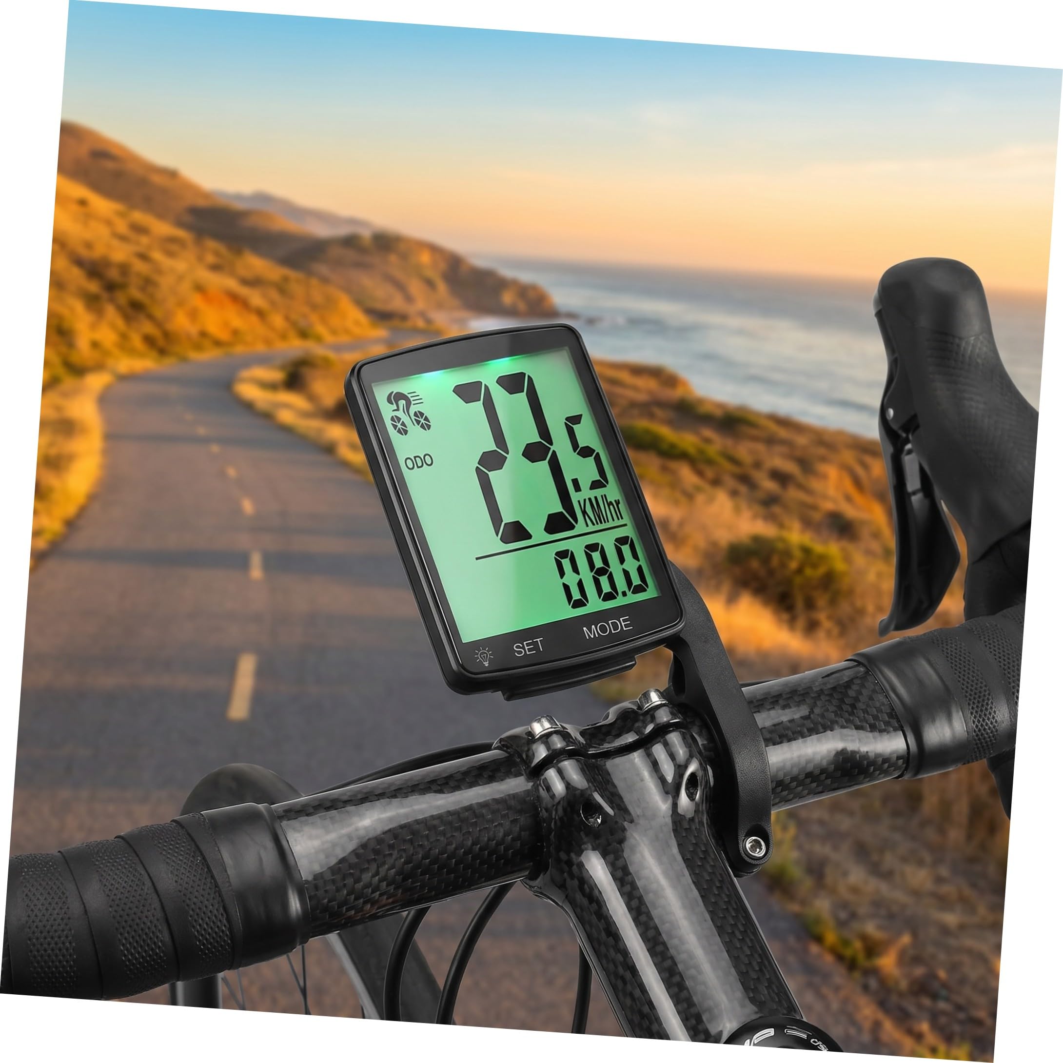 Healeved Ciclocomputer Wireless per Bicicletta con Display LCD Ampio, Leggero, Contachilometri e Velocimetro per Ciclismo su Strada e Montagna