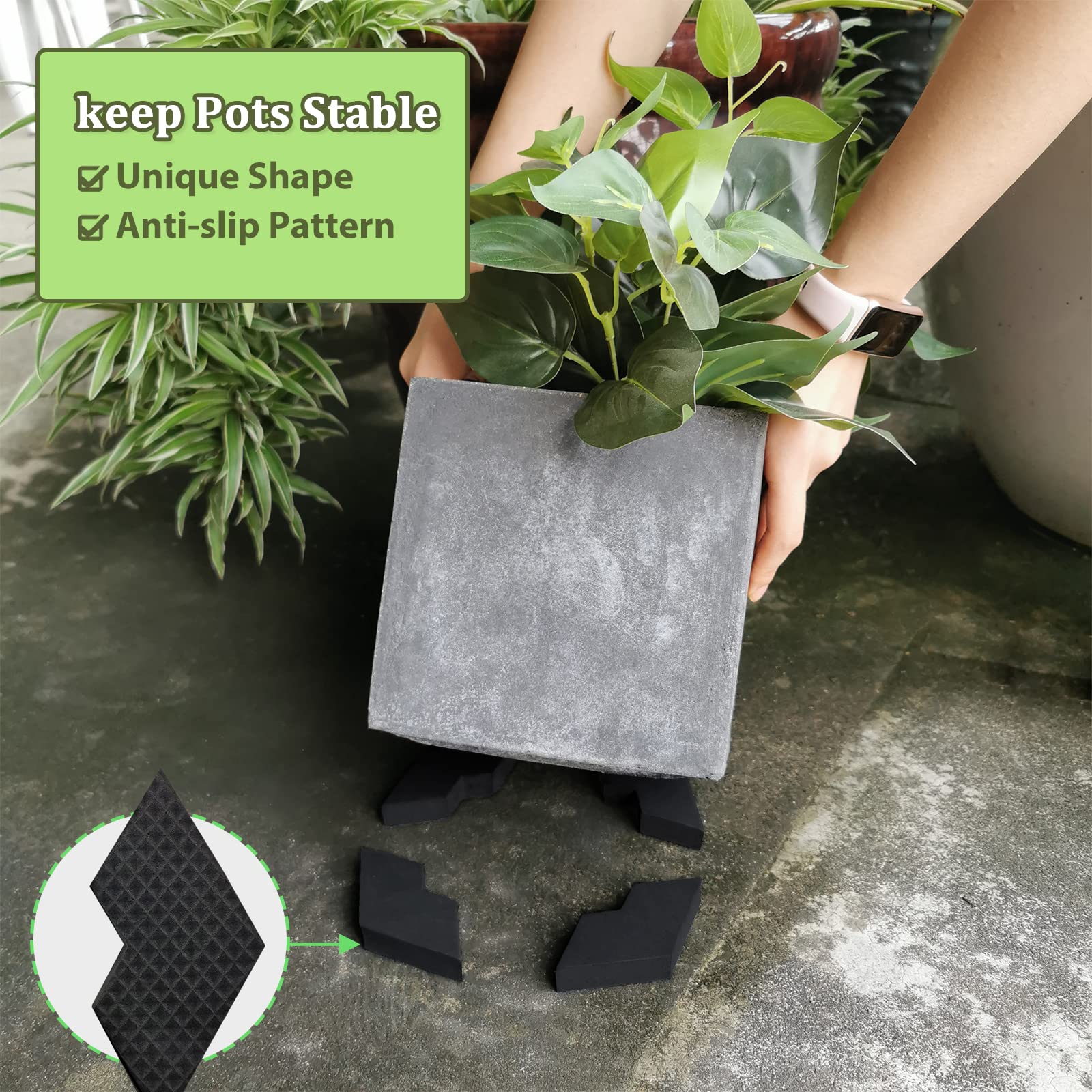 SNAILGARDEN 40 sztuk niewidocznych nóżek do donic, kompozytowe sześciokątne podkładki pod donice do wielu stylów donic, antypoślizgowe podkładki do donic do donic pokojowych i ogrodowych