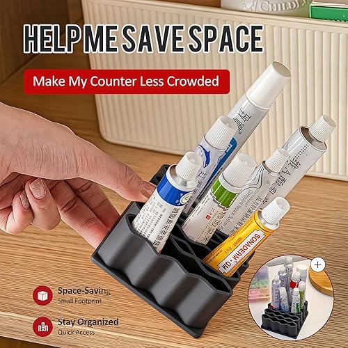 Miniatura 5 de Li & Zhao Organizador de ungüentos, soporte de almacenamiento para brochas de maquillaje, soporte para lápices de diseño ondulado, organizador de