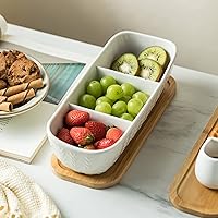 Vista 7 de Juego de Servicio para Chips y Salsas con Bandeja de Madera de Acacia, Majólica Tortugas - Bandeja para Condimentos para Snacks, Aperitivos