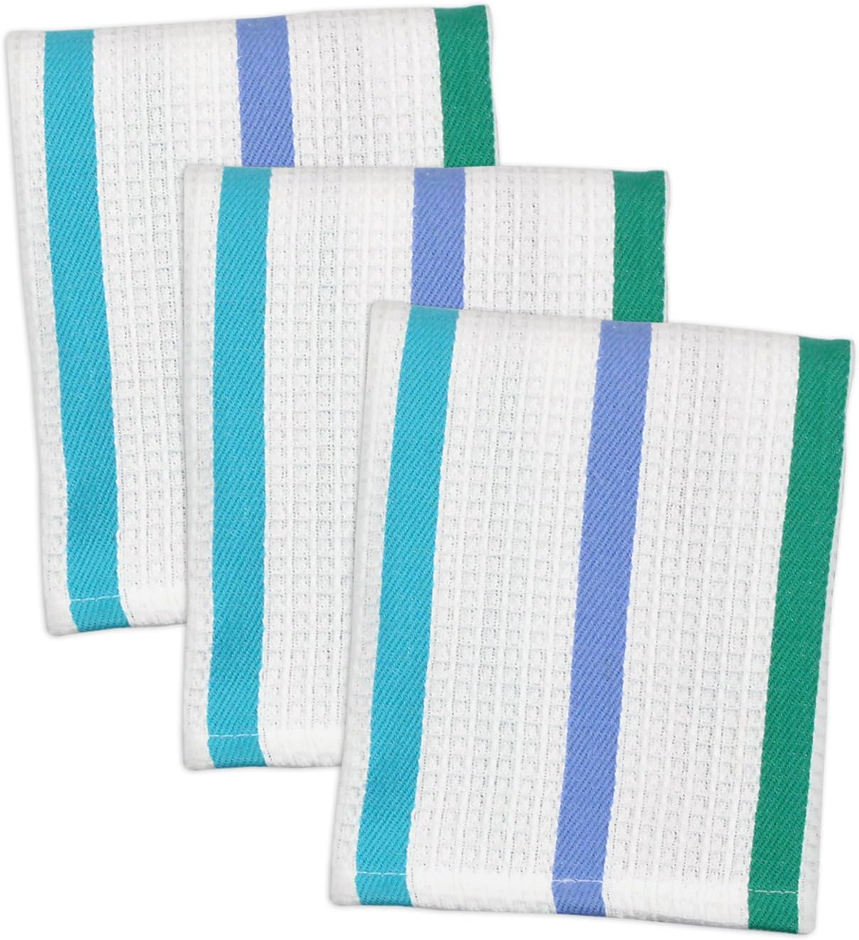 DII Heavyweight Machine Washable Dishcloth, 12 by 12-Inch, Sea Blues, Set of 3