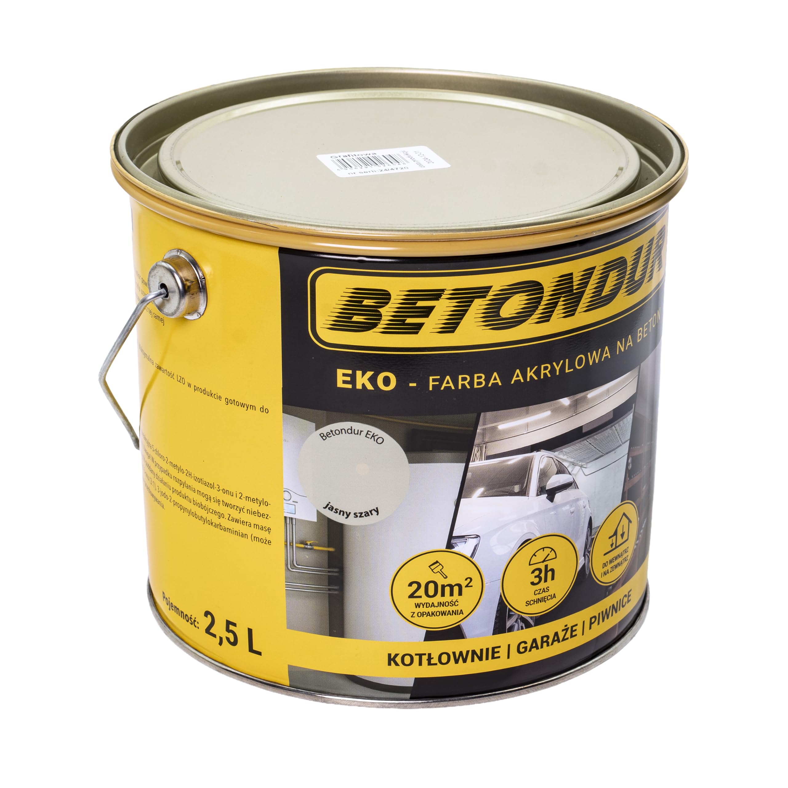 EKO – Vernice Ecologica per Cemento 2,5L – Grigio Chiaro – Rivestimento Acrilico Protettivo per Interni ed Esterni – Resistente agli Agenti Atmosferici e all’Abrasione – Antipolvere