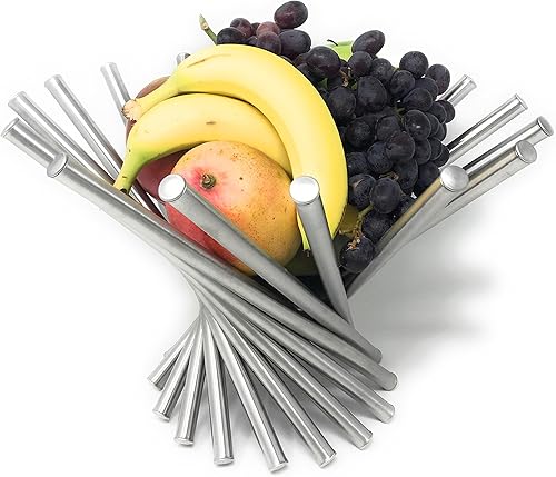 Miniatura 7 de HomeSimple - Frutero moderno, cesta de cocina de acero inoxidable, soporte grande para frutas naranja en plata