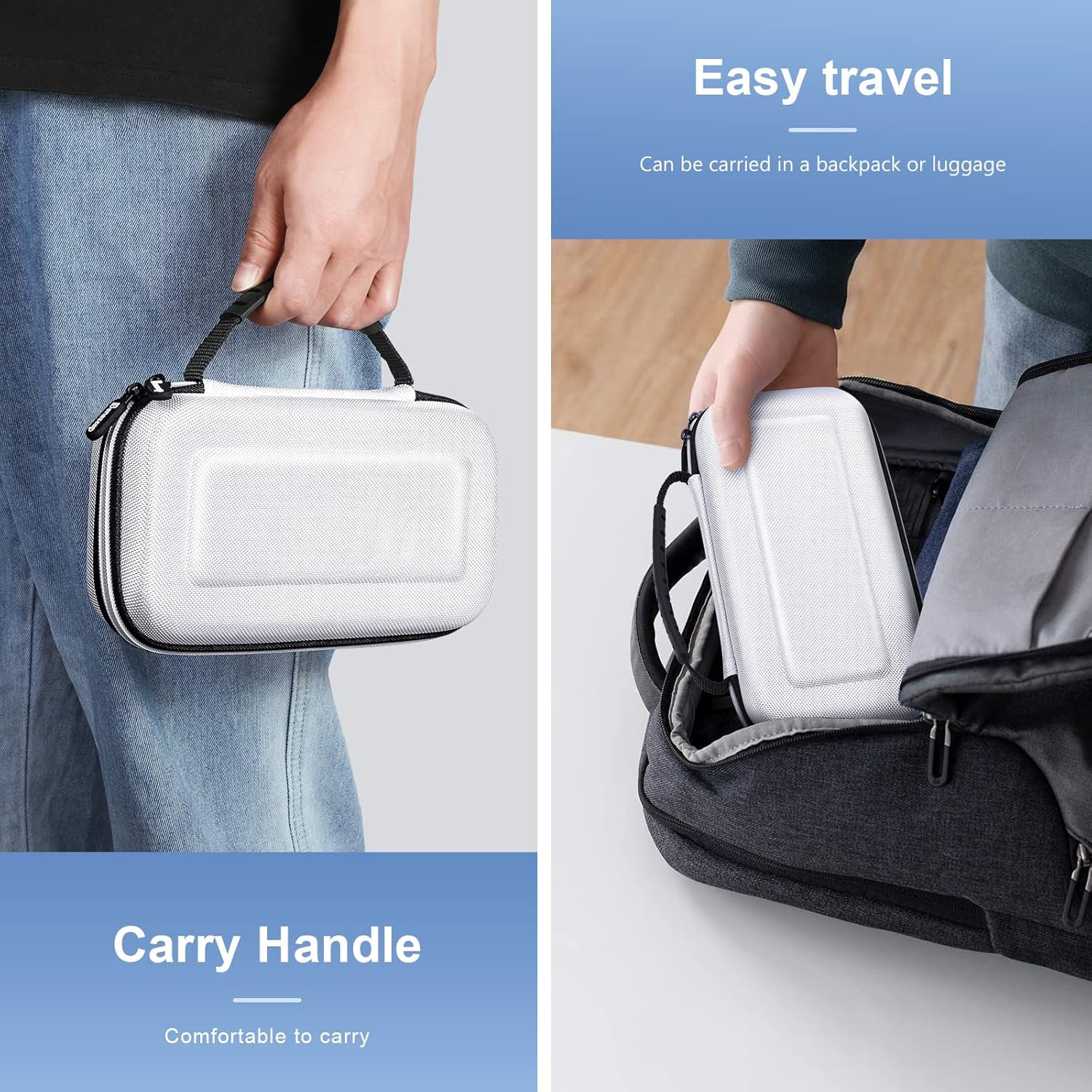Benazcap Carrying Case Compatible with Nintendo Switch/Switch OLED Console, with 10 Games Storage Compartment - Protective Hard Shell Travel Carrying Case Pouch for Console & Accessories, White - Image 6