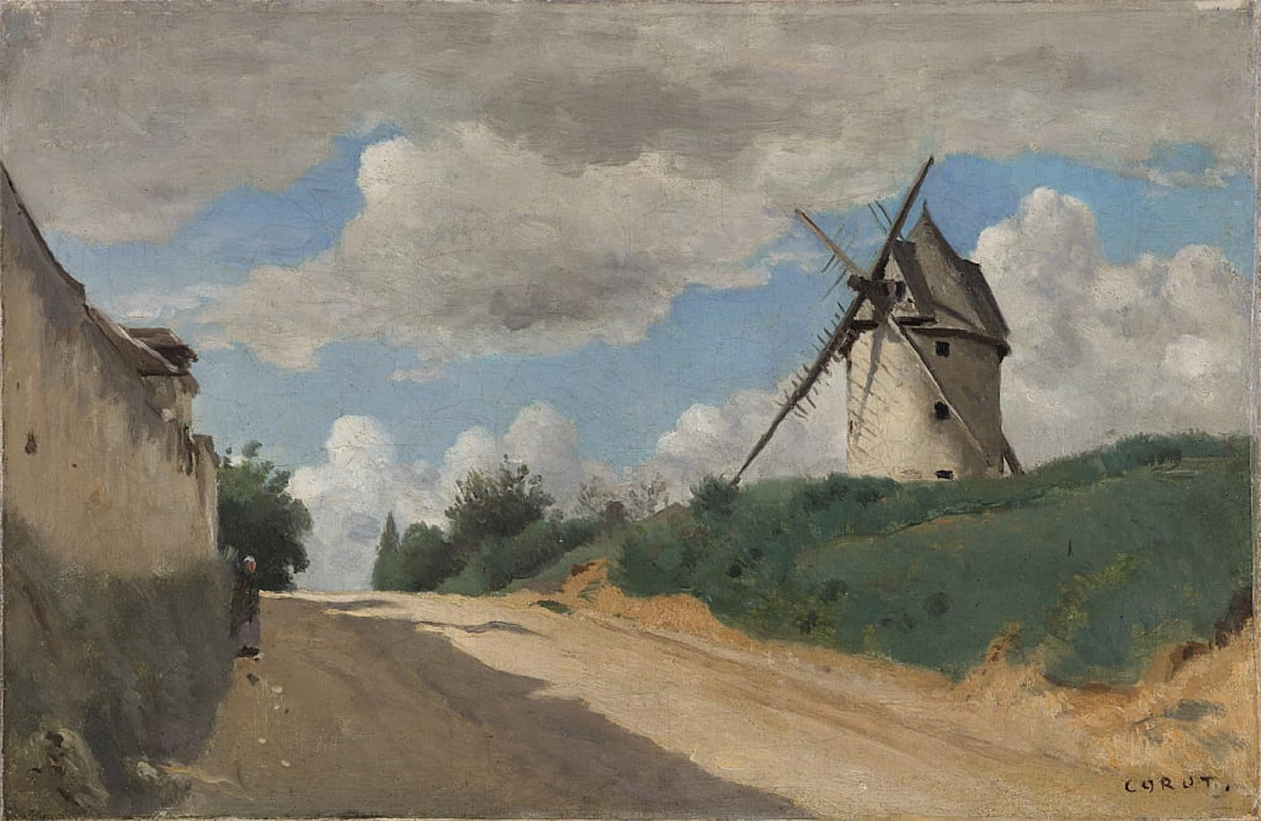 Affiche le moulin à vent par Camille Corot pour une décoration de chambre vintage