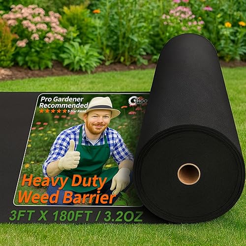 HOOPLE 3ftx180ft Heavy Duty Weed Barrier Landscape Fabric, Non Woven