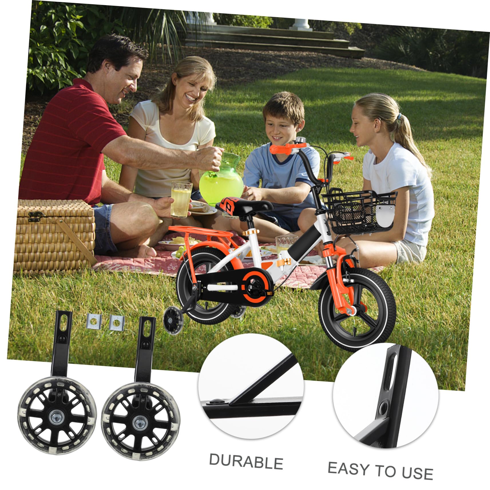 ERINGOGO Roues Dentraînement Garçon Fille Noires Stabilisateurs Arrière pour Sécurisé Accessoires pour Apprentissage du Garçon Fille