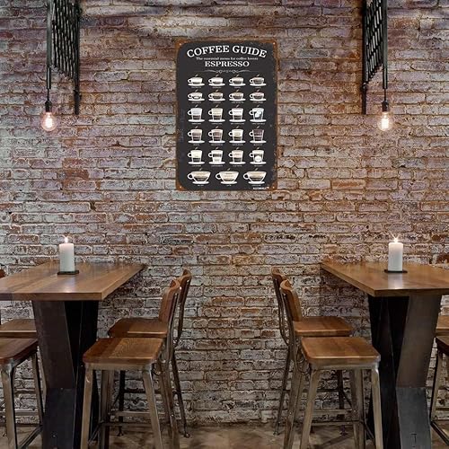 Miniatura 3 de Letrero de aluminio para guía de café, letrero de metal, regalo para amantes del café, cocina, sala de estar, decoración artística de 8 x 12 pulgadas