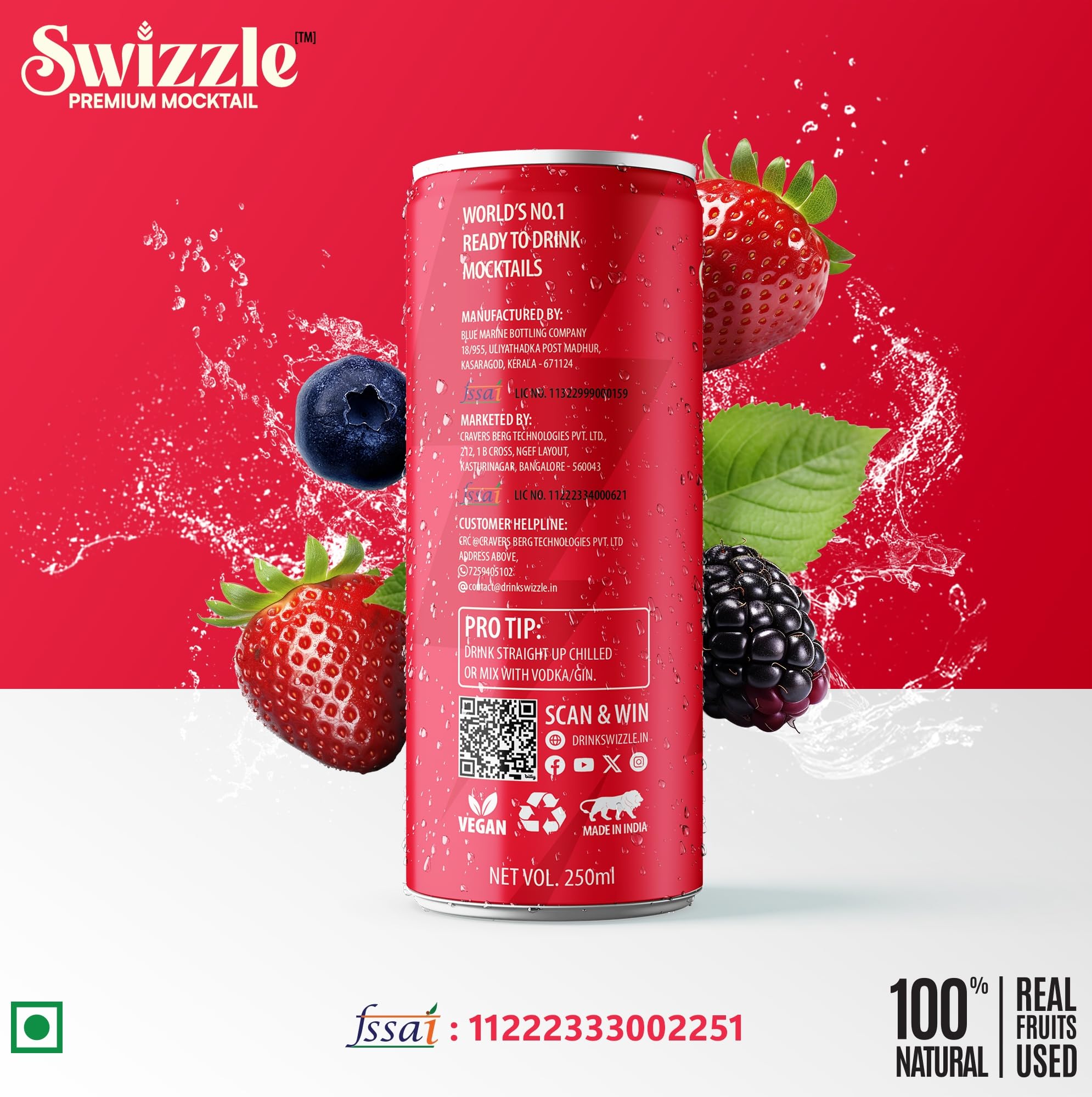 Swizzle Triple Berry | Natural Berry Blend | Premium Carbonated