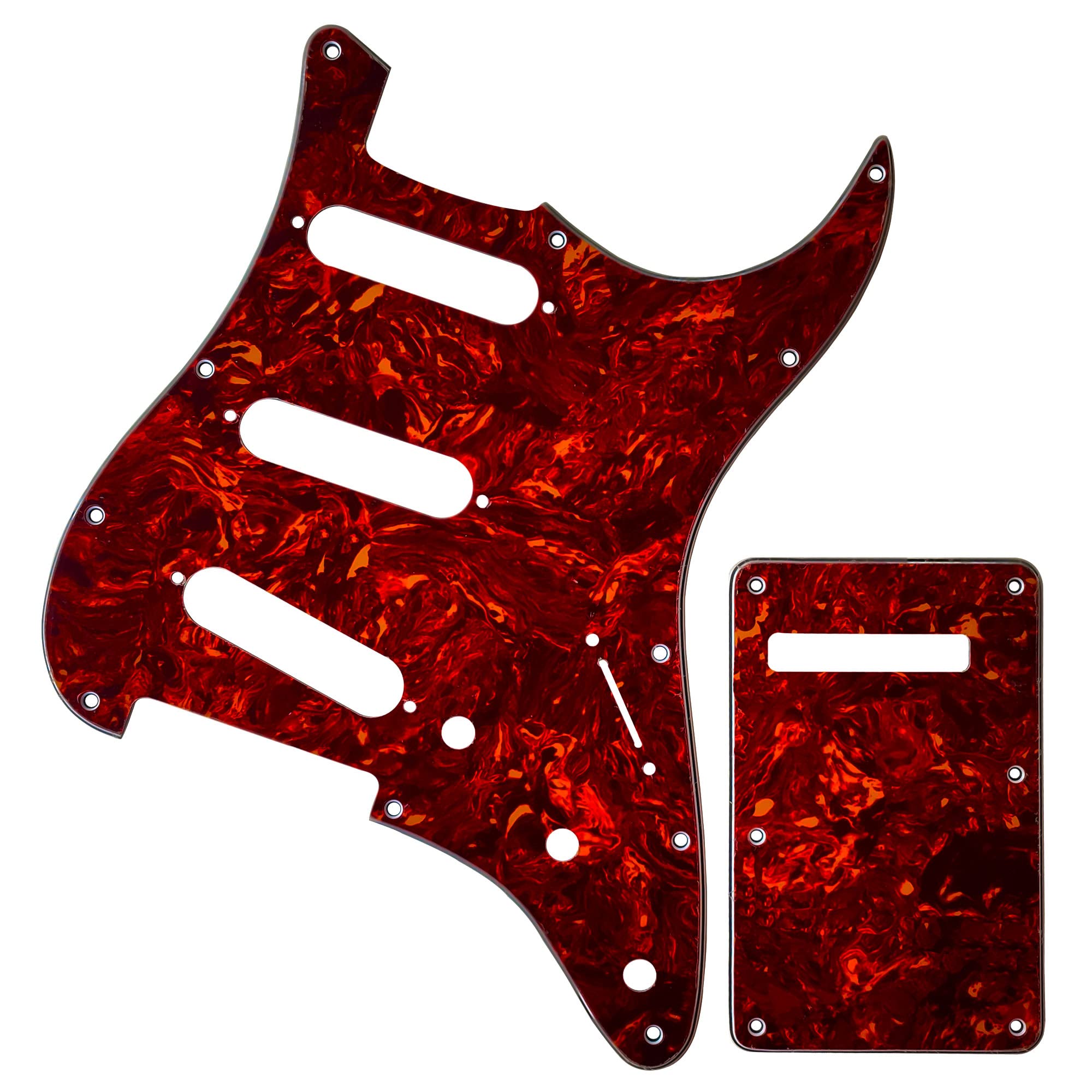11 Hole Strat Electric Guitar Pickguard with Backplate Set for 3 Single Coil Pickups SSS Single Coil Compatible Strat Style Guitar Parts Cream RG